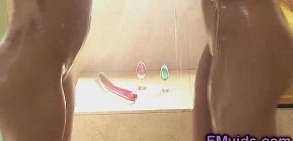  Kortney Kane and Asa Akira under shower lesbian play